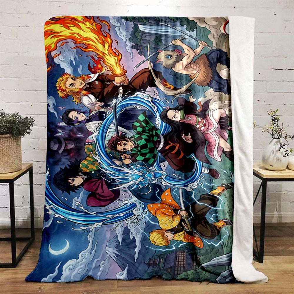 A Group of Characters Wielding Elemental Attacks In a Dynamic Mountain Scene. for All Seasons Blanket Lunch Break Throw Gift