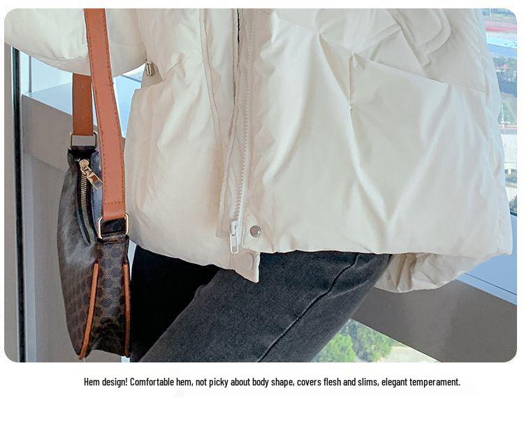 Women's Short Washable White Duck Down Jacket - Korean Style, Petite, Warm, Thick, Trendy Winter Coat