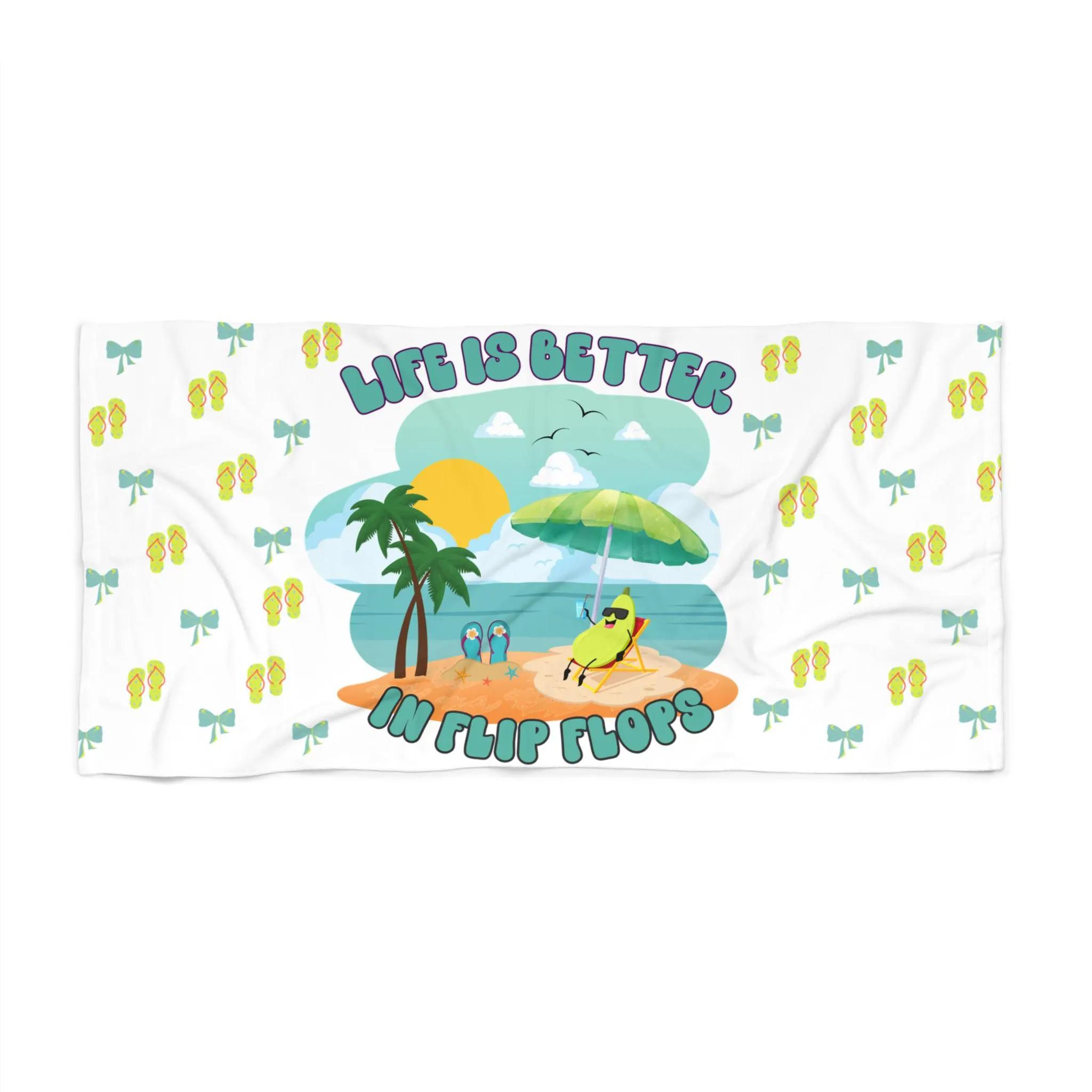 Colorful Flip Flops Beach Towel, Summer Vibes Poolside Essential, Soft Quick Dry Beach Blanket W30*H60(CM)