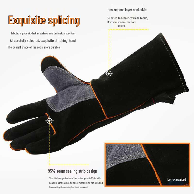 Durable Heat-Resistant Full Cowhide Welding Gloves
