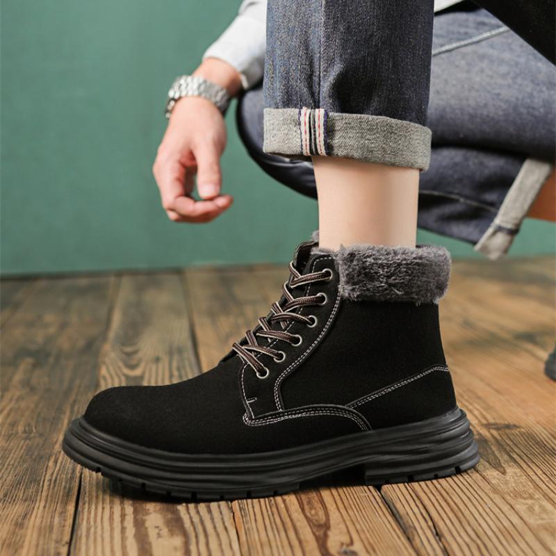 Luxus Herrenstiefel Winter Herren Schneestiefel Hochwertiges Wildleder Dicksohlige Stiefel Outdoor Komfort Herren Baumwollschuhe Botas Para Hombre