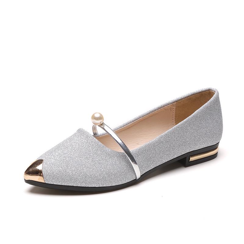 

Shoes women s spring, summer, autumn and winter new single shoes women s matte fashion women s shoes Korean version of casual lazy shoes tide 40 серебряный