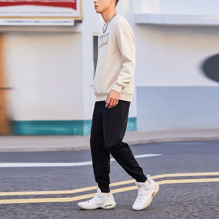 Li Ning Bad Five Solid Color Cuffed Sports Knit Pants Men Pants Black AKLS123-1