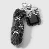 Bag Accessories Bow Furry Tail Keychain Key Ring Lace Bow Card Holder Pendant  Birthday Gift