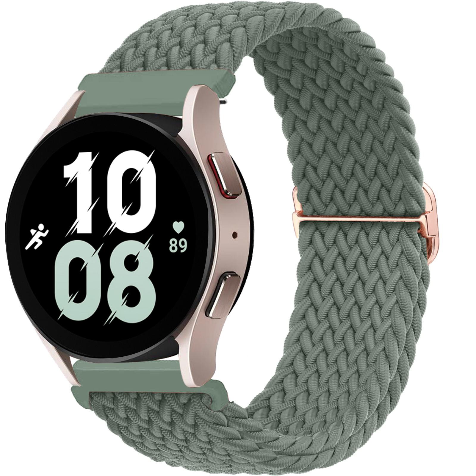 

20 мм/22 мм Ремешок для Samsung Galaxy Watch 7/4/6/5 pro/6 Classic/gear s3/active 2 Плетеный браслет Solo loop Ремешок для Huawei GT 2e 3 4 20mm watch strap сосна зеленый