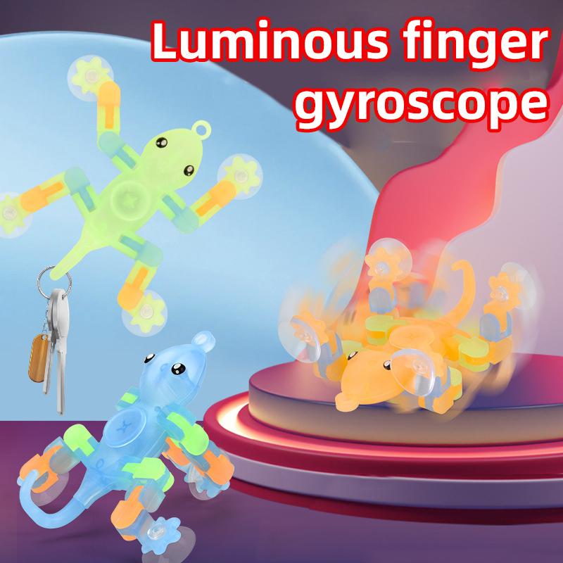 Creative Luminous Gecko Deformation Fingertip Gyro Bionic Sucker Hook Cartoon Gecko Children's Ornaments
