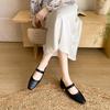 2025 autumn French retro Mary Jane small leather shoes femininity square head flat sole shoes versatile light mouth commuter shoes