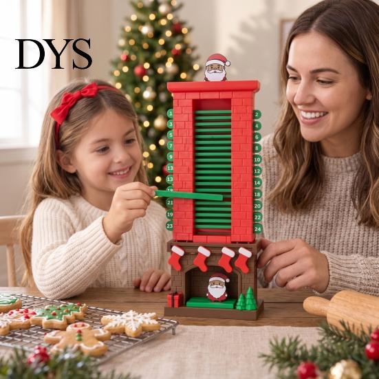 Weihnachtsmann Schornsteine Ornament Weihnachtszählkalender, 24 Tage Advents-Tischdekoration Xmas für Feiertagsparty Kalender