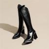 Long Boots for Women Pointed Toe Knee High Shaft Shoes Woman Elegant Quality Gyaru Spring Autumn Trend Waterproof Boot New