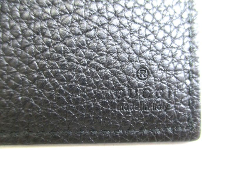 Autentická peněženka GUCCI Vintage Logo Black Leather Bifold Bill Wallet #9711 Repasované