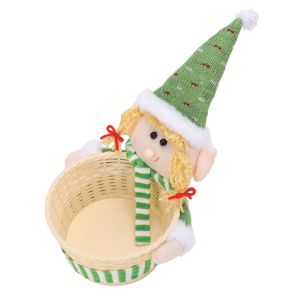 Xmas Basket Dish Bowl Xmas Snack Dried Fruits Nuts Storage Holder for Table Desk Decoration