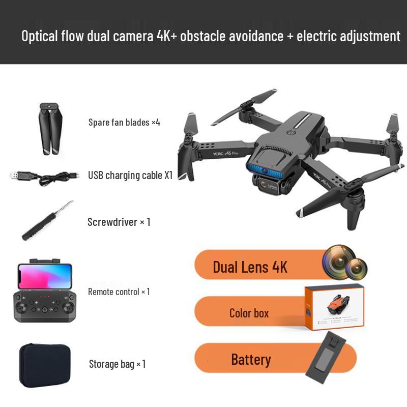 A6 Pro 4K Drone with Optical Flow Positioning, Obstacle Avoidance, Folding Design & Dual ESC Cameras