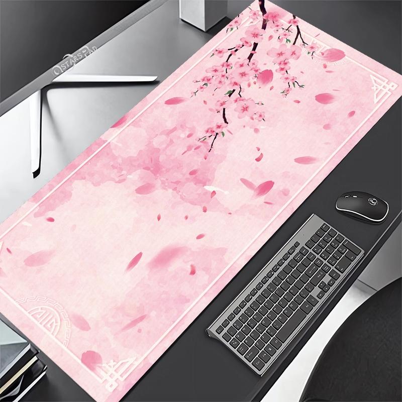 Cherry blossom mouse pad pastel pink desk mat cute sakura flowers xxl malaking Japanese gaming deskmat