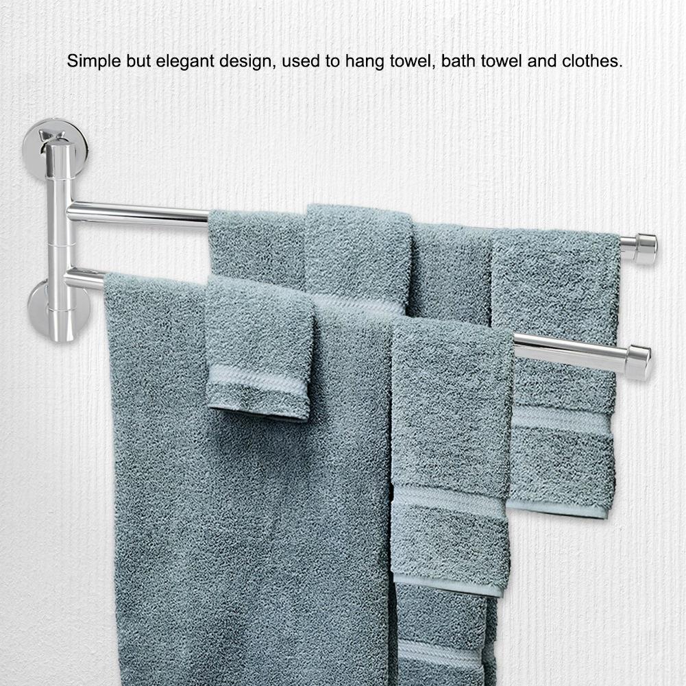 Bathroom Wall Mounted Towel Rack Swing Out Rotating Towel Hanger Shelf