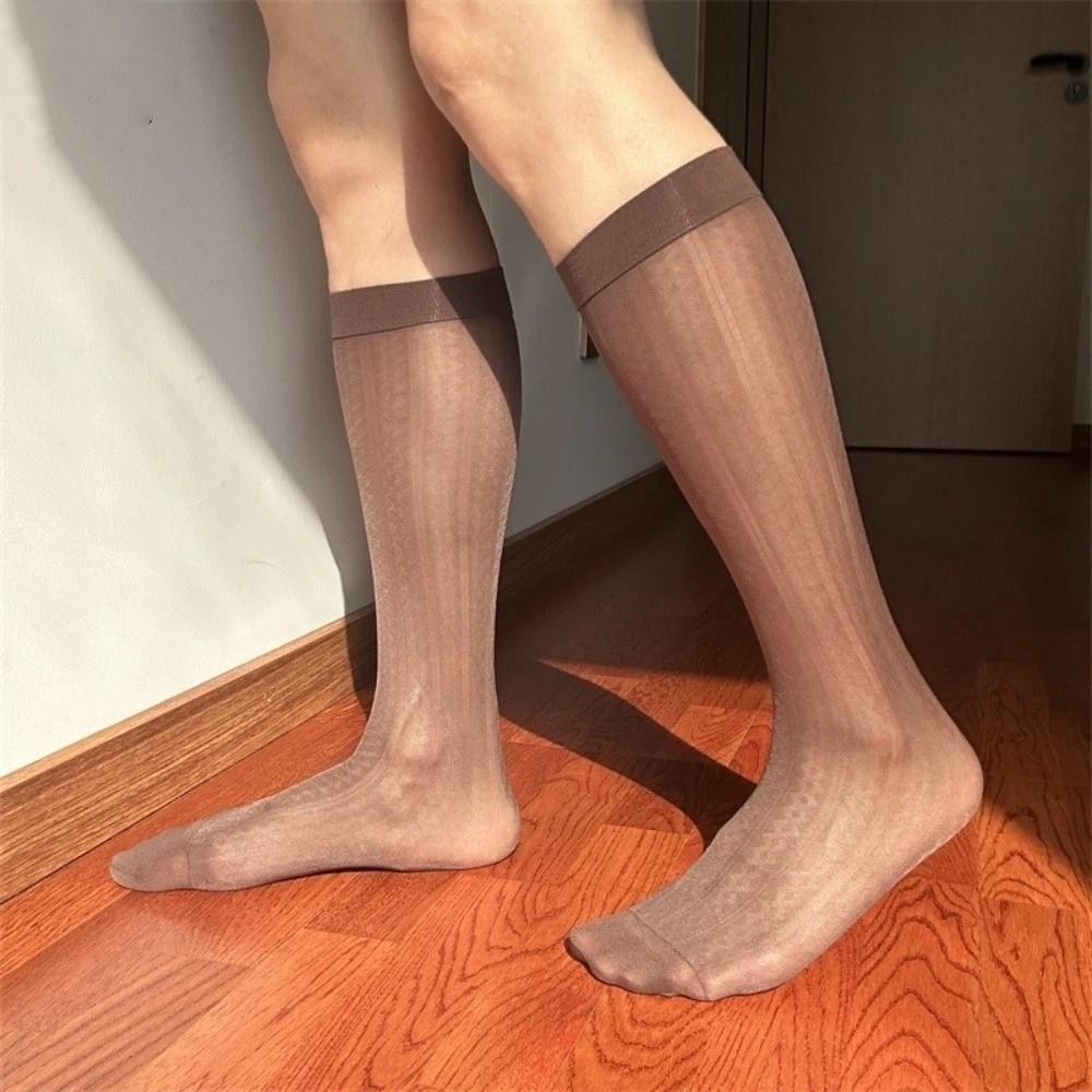 Ultra-dünne Mittelschaft-Strumpfstreifen unter dem Knie Wadenstrümpfe Langlebige Kleidersocken Büro