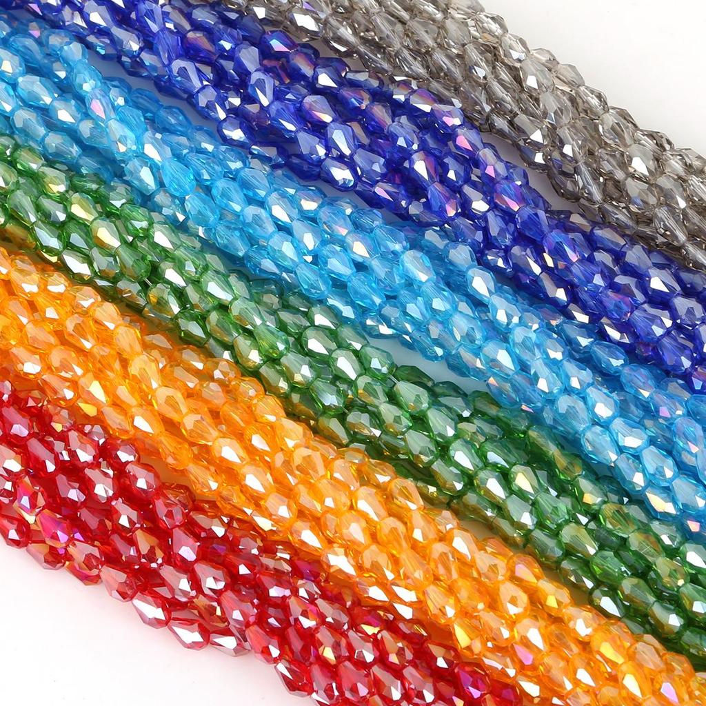 Tears Of  Mermaids 4*6mm Multicolor Faceted Glass Beads For Jewelry Making DIY Bracelet Necklace