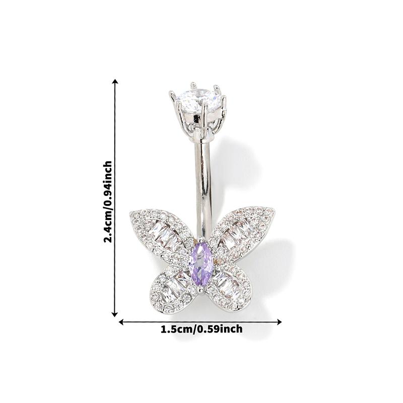 Butterfly Belly Button Rings Stainless Steel Navel Piercing Barbell For Women Zircon Belly Ring Sexy Body Jewelry Gifts