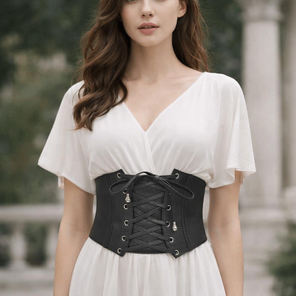 Solid Color PU Leather Corset Spicy Girl Western Cowboy Belt Gothic Wide Belt  Ladies
