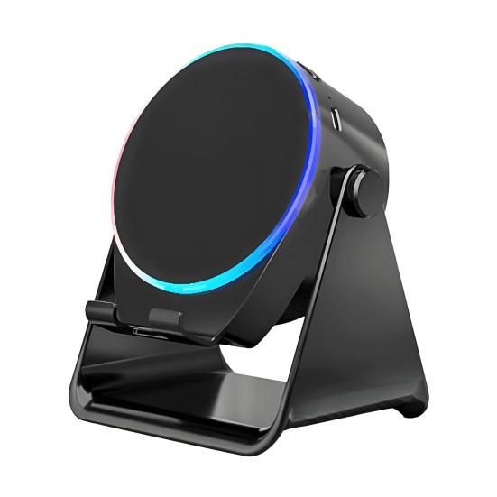 Wireless Induction Speaker with Adjustable Cell Phone Stand Stereo Sound Colorful Light 800mAh Rechargeable 5-in-1 Bluetooth-compatible Speaker
