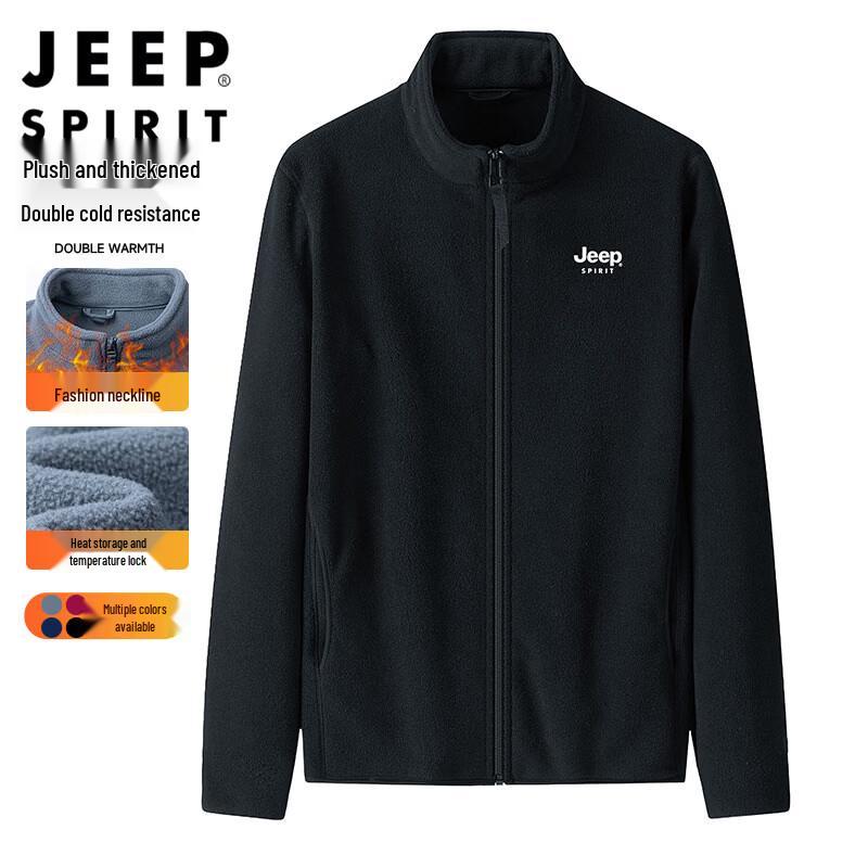 JEEP SPIRIT Men's Stand Collar Fleece Jacket