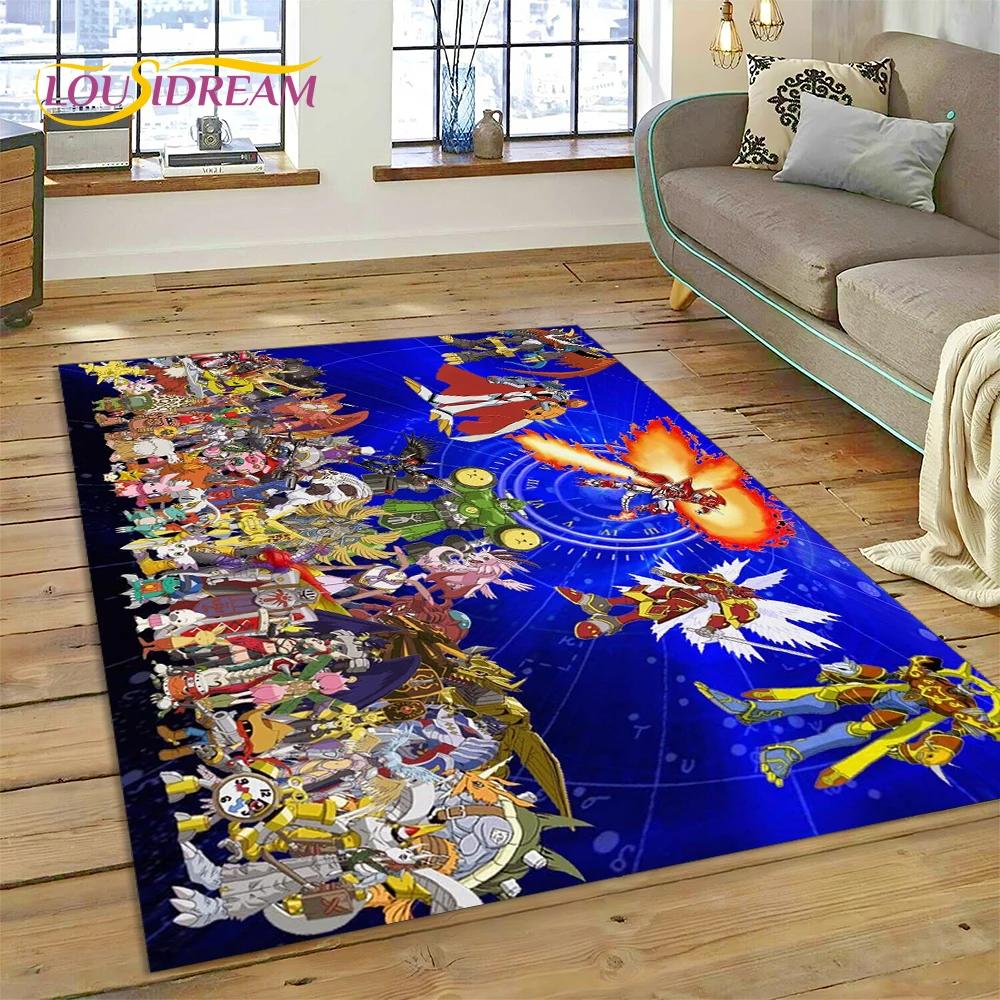 Retro Digimon Adventure Monster Cartoon Carpet Rug for Bedroom Living Room Home Sofa Decoration,Child Game Large Decor Floor Mat