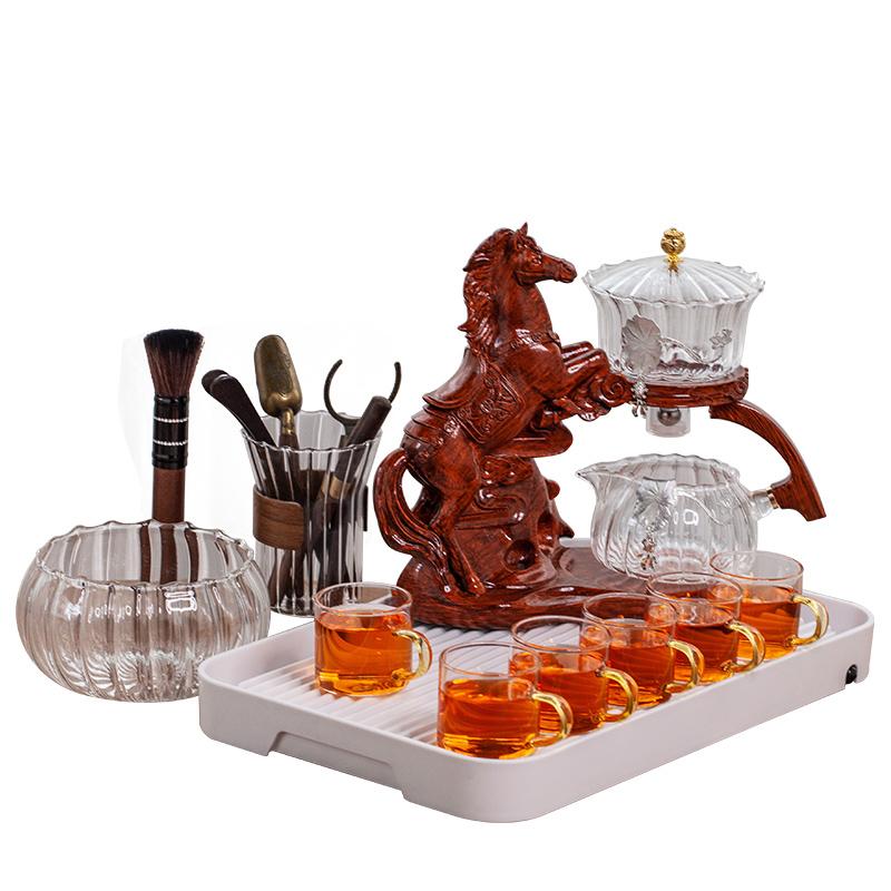 Creative Horse Teapot Full Automatic Glass Teapot Infuser Magnetic Water Diversion Heat-resistant Kungfu Tea Drinking Tea Set