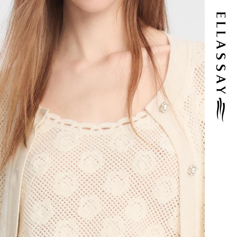 ELLASSAY Women's Early Autumn Lambswool Jacquard Hollow-out Two-Piece Knit Set