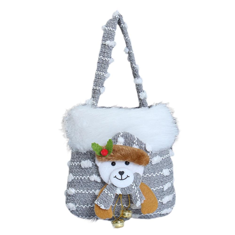 Bright Snowman Christmas Gift Bag Colorful Knitted Beautiful Knitted Gift Storage Bag Velvet Material Snowflake Design