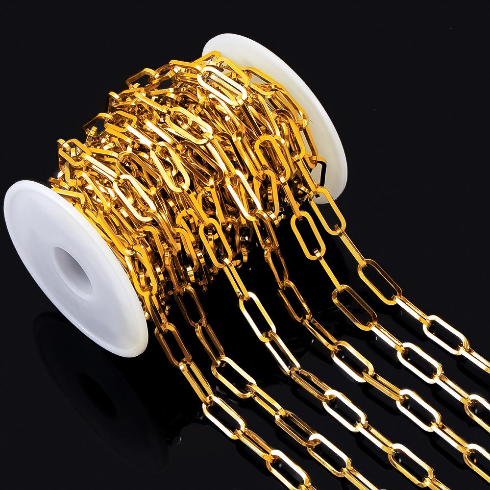 1M Stainless Steel Flat Square Frame Link Chains DIY Men Heavy Chunky Hip Hop Style Jewelry Making Necklace Bracelet Bag Chain