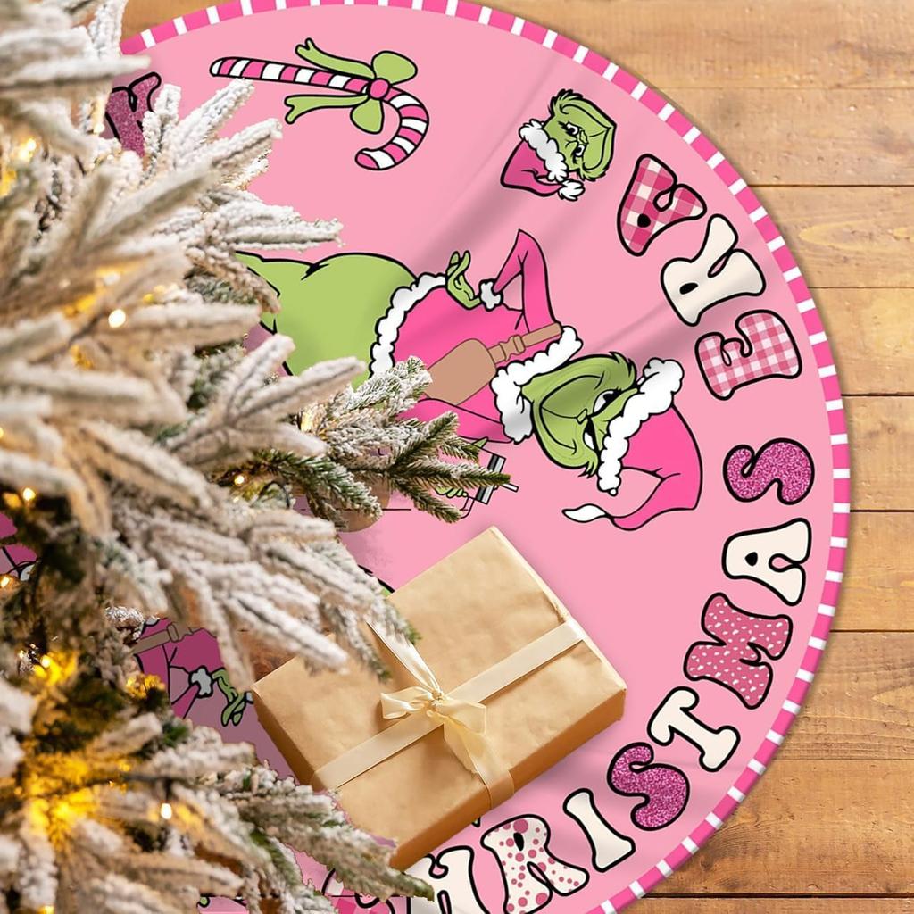 Christmas Tree Skirt Printed Short Plush Tree Skirt Christmas Decorations