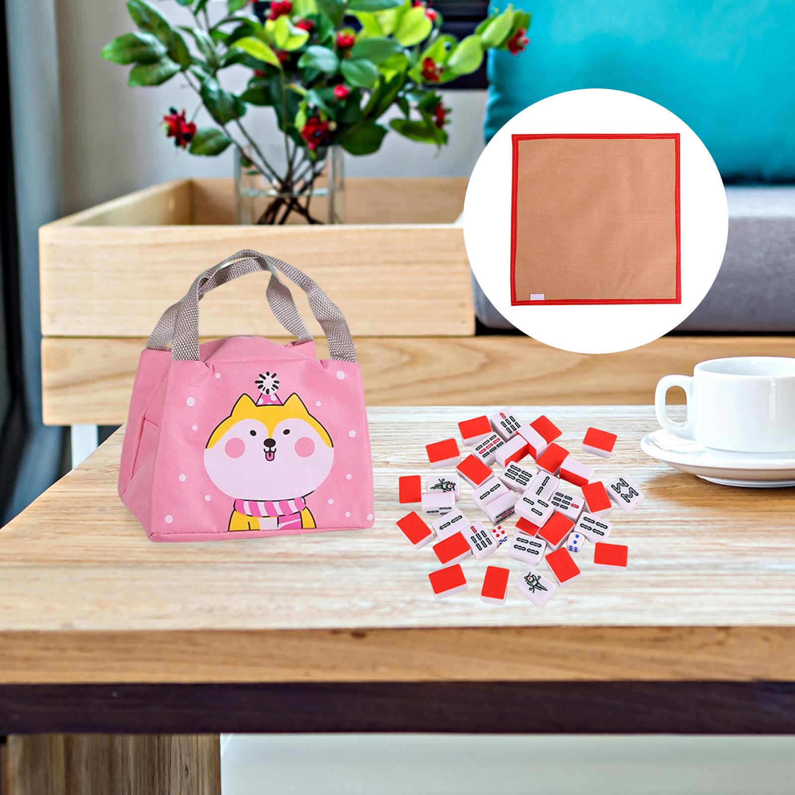 

Hot Mini Mahjong Set Portable Majiang Travel Carry Bag Table Mat Mah-jong Indoor Party Entertainment Casual Board Game 26mm
