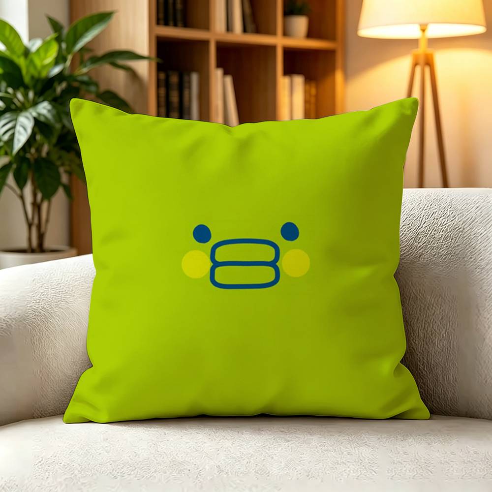 CCute Pixel Tamagotchi Characters Color  Pillow Case Square DoubleSided Sofa Cushion Cover Bedroom Bedside Pillow