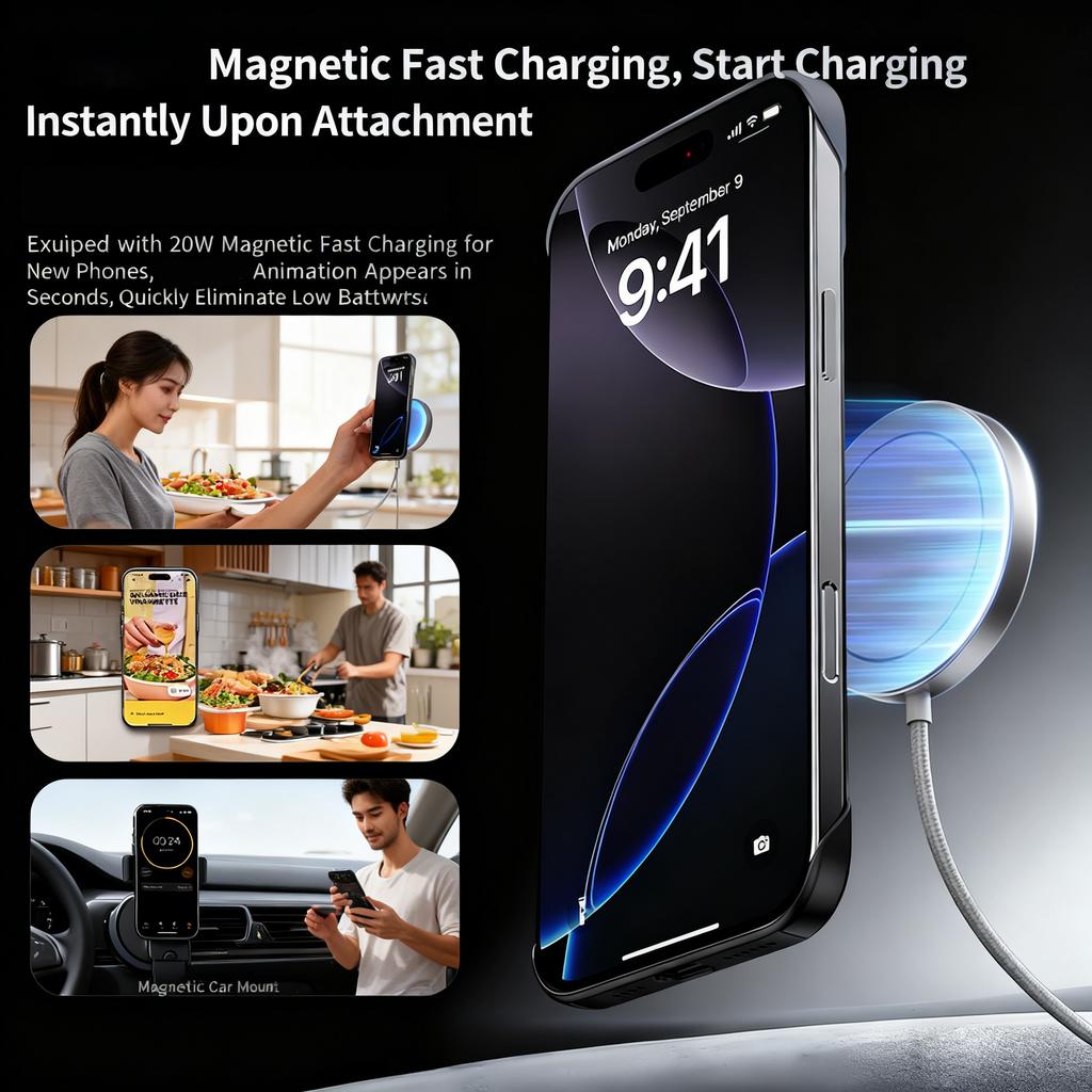 Ultra Thin Gradient Frameless Phone Case For iPhone 17 Pro Max Air 14 15 Plus 12 13 16 Pro For Magsefa Magnetic Protection Cover