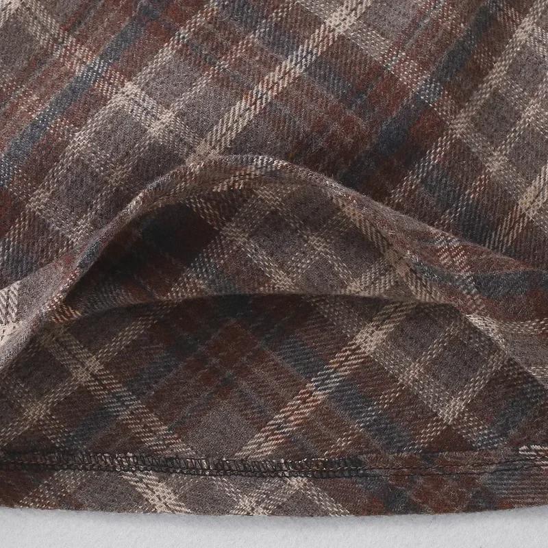 2025 Autumn/Winter Girls' High Waist Wool Plaid Skirt, Korean-Style Fashionable Slimming Short Skirt