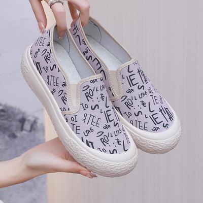 New Canvas Shoes Women's Summer Breathable One-pedal Lazy Shoes Shallow Mouth Soft Sole Old Beijing Cloth Shoes Casual Student Shoes