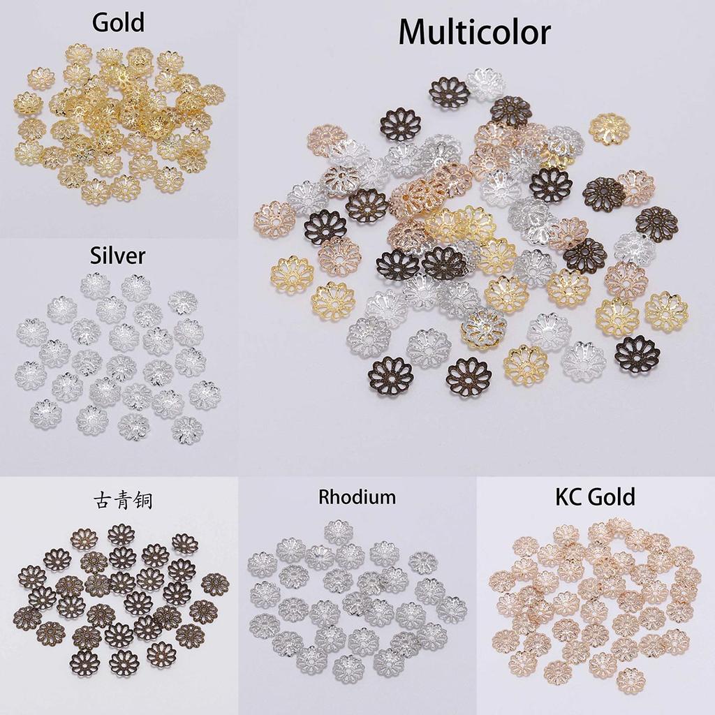 200pcs 6mm 9mm Gold Plated Flower Petal End Spacer Beads Caps Charms Bead Cups For DIY Jewelry Making Accessories Wholesale