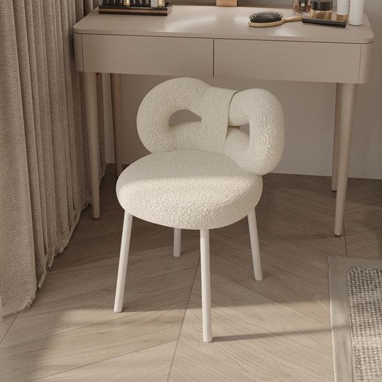 Vanity Stool with Bowknot Backrest Living Room Women Girls Bedroom Makeup Chair Adjustable Foot Pads Armless Dressing Chair Side Table Seat
