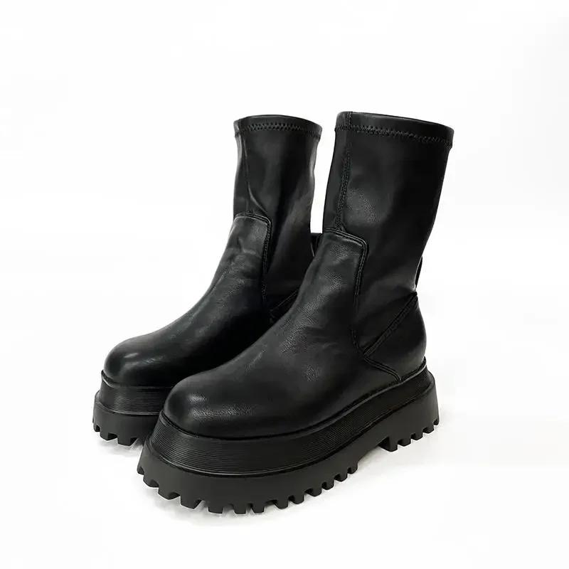 Fashion Platform Round Toe Middle Heel Women's Long Boots Goth Spring Autumn Comfortable and Elegant Sale Ladies Knee High Shaft Shoes