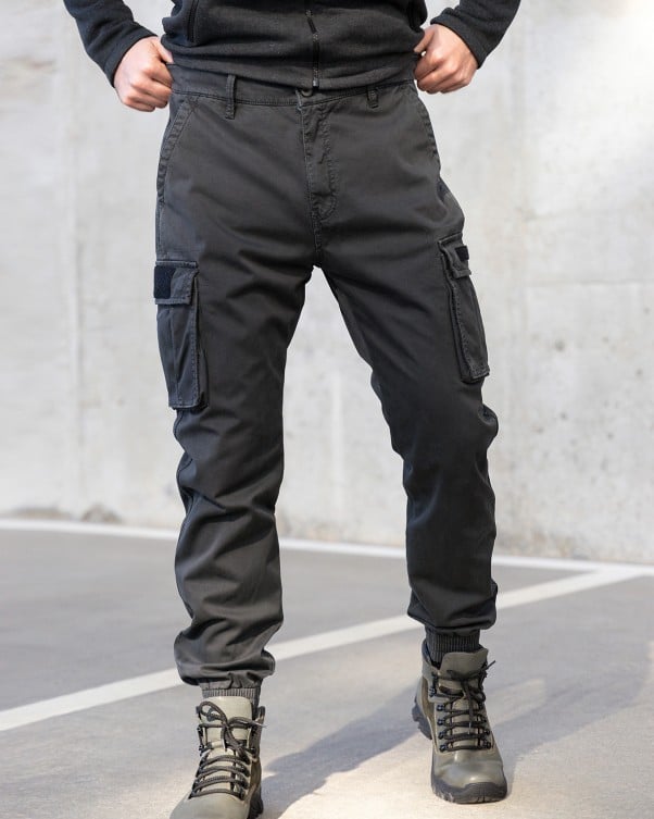 Серые брюки карго из коттона на флисе ISSA Plus