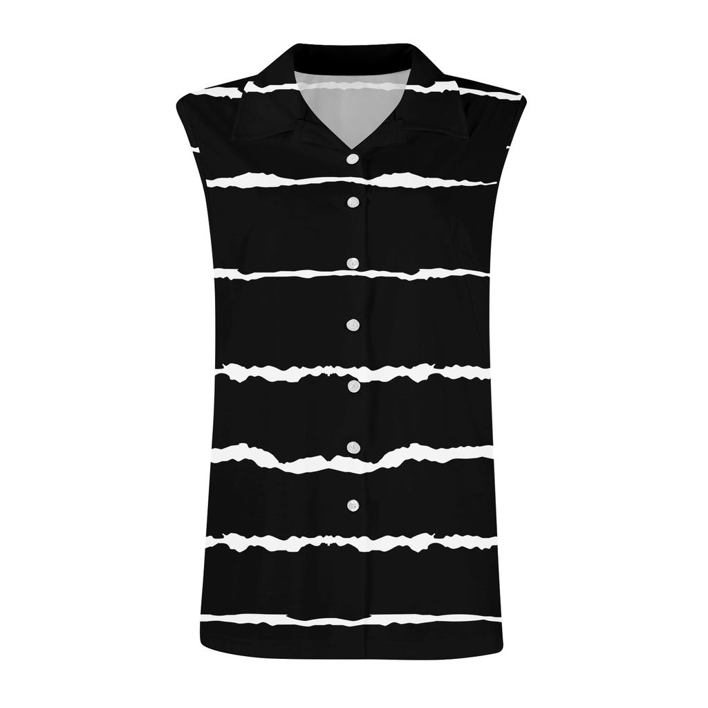 Damen Sommer Ärmellos Locker Hemdkragen Lässig Ärmellos Top