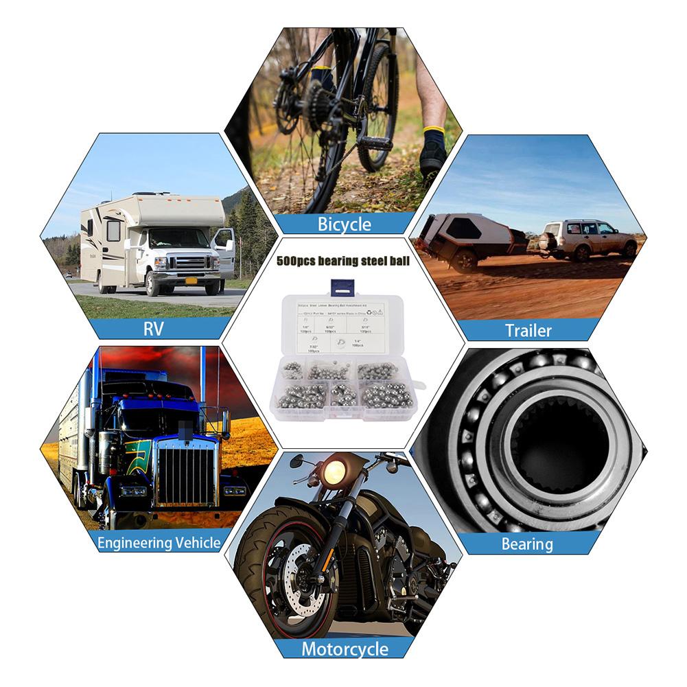 500x Assorted G25 Precision Steel Bearing Balls 1/8 5/32 3/16 7/32 1/4 Grade 25