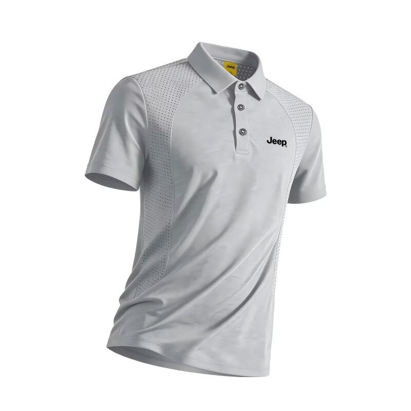 JEEP Men s Short Sleeve Lapel Polo T-Shirt P86DMKT473 L светло-серый
