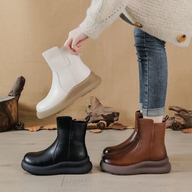 Women's Large Size Thickened Winter Warm Fur One Snow Boots Thickened Lining Ankle Boots Non-slip Hiking Sports Cotton Shoes