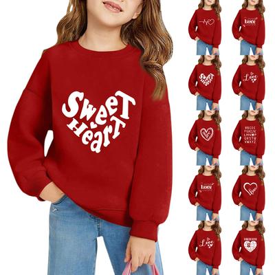 Mädchen Rundhals-Pullover für Kinder Bedruckte Baby-Oberteile Valentinstag