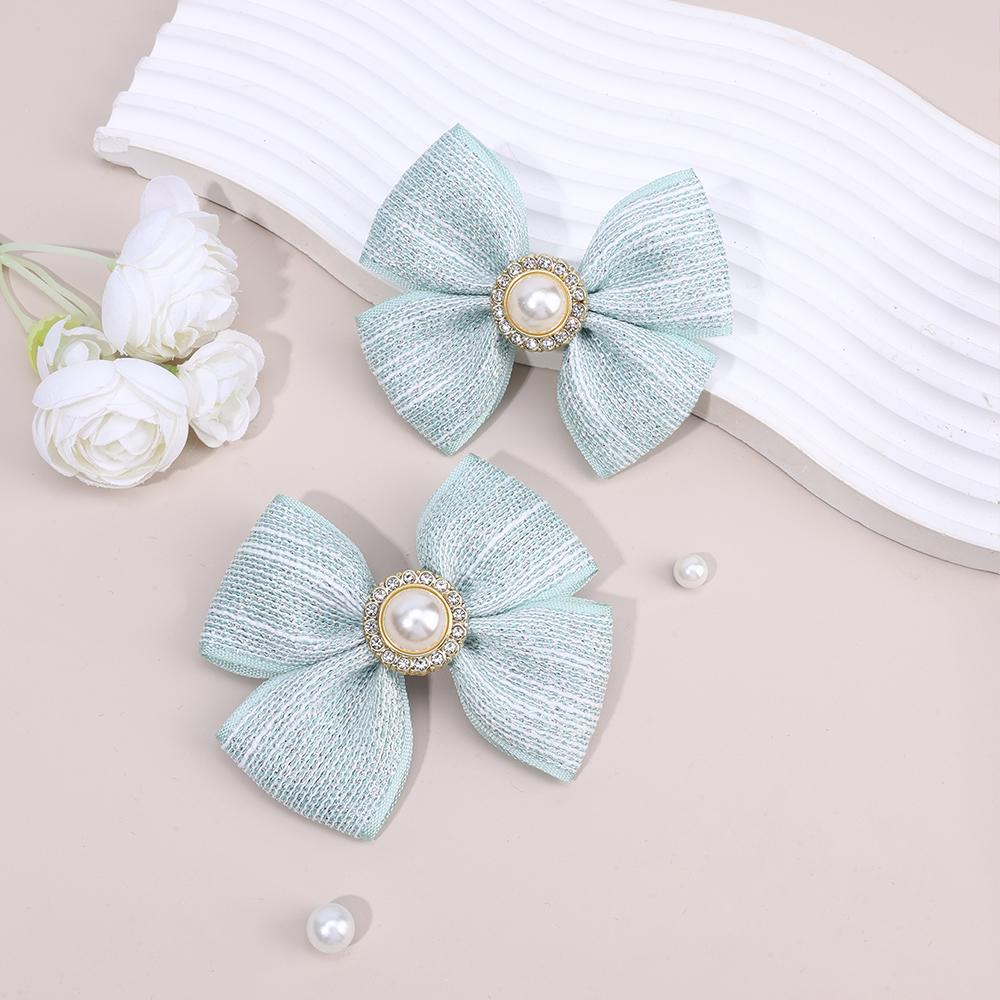 2Pcs Crystal Bow Hair Clips Elegant Sparkling Stripe Hairpins Girls Women Children Korean Style Headwear Headdress Accessories