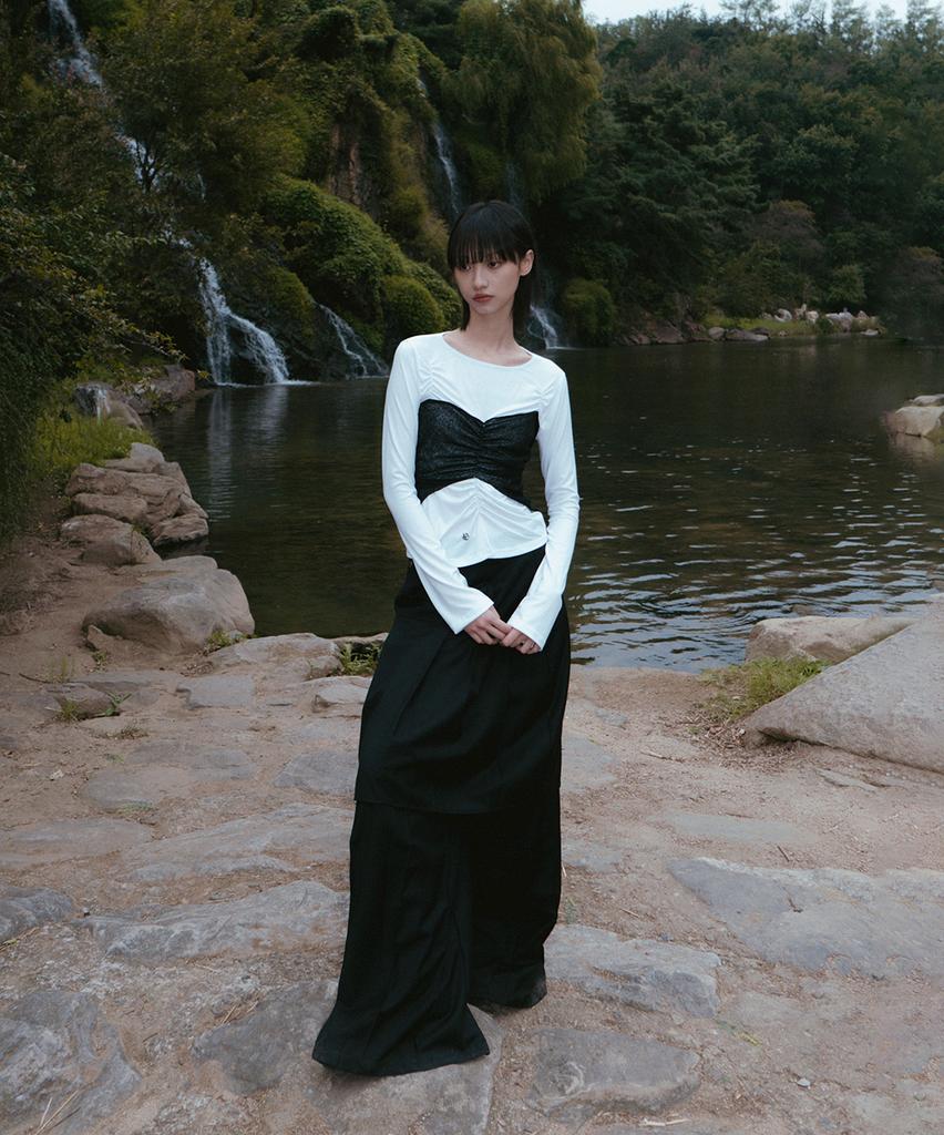 Peulleeoeob Bustier Layered Long Sleeve (Fl-152_White)
