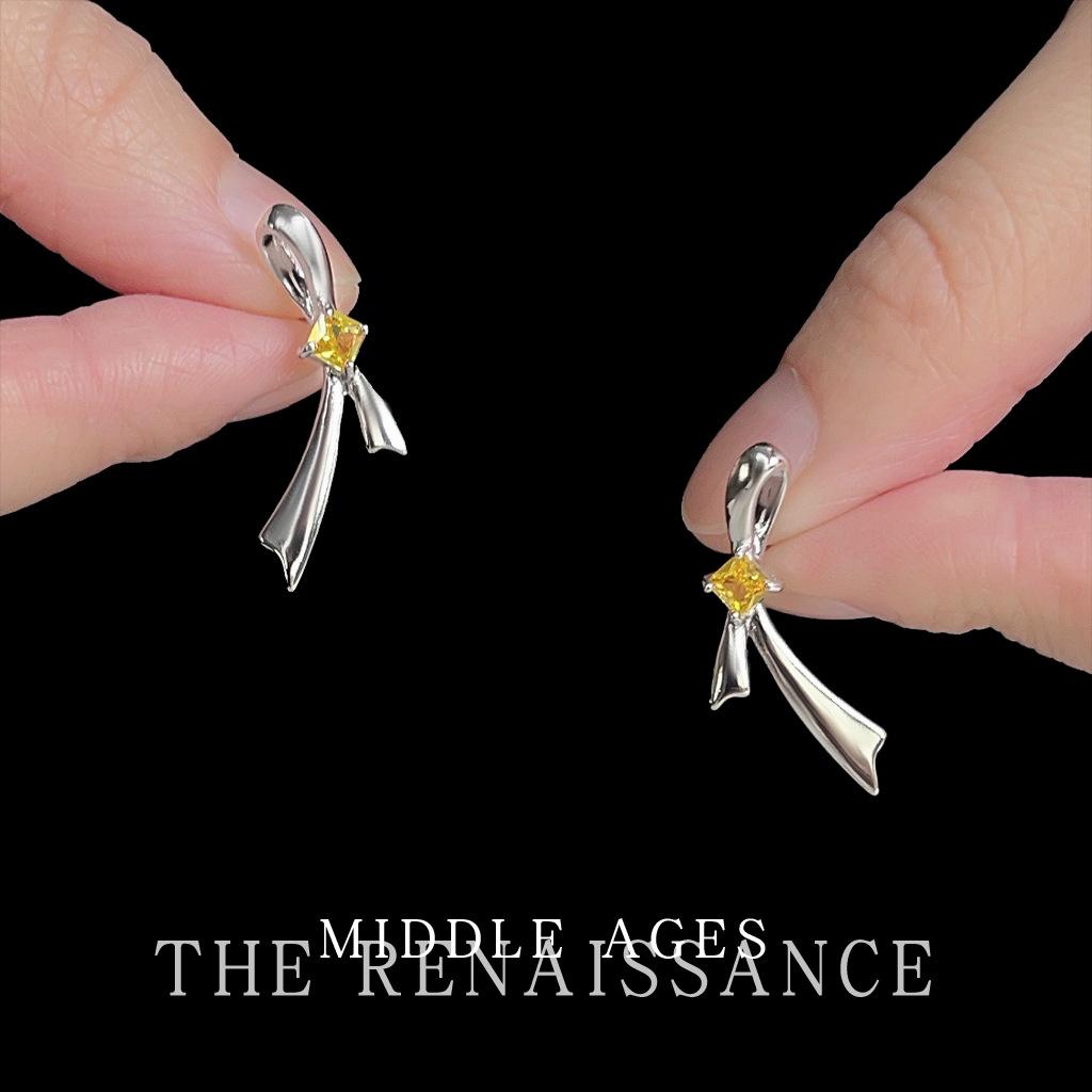 

Minimalist bow zircon stud earrings niche cold temperament earrings