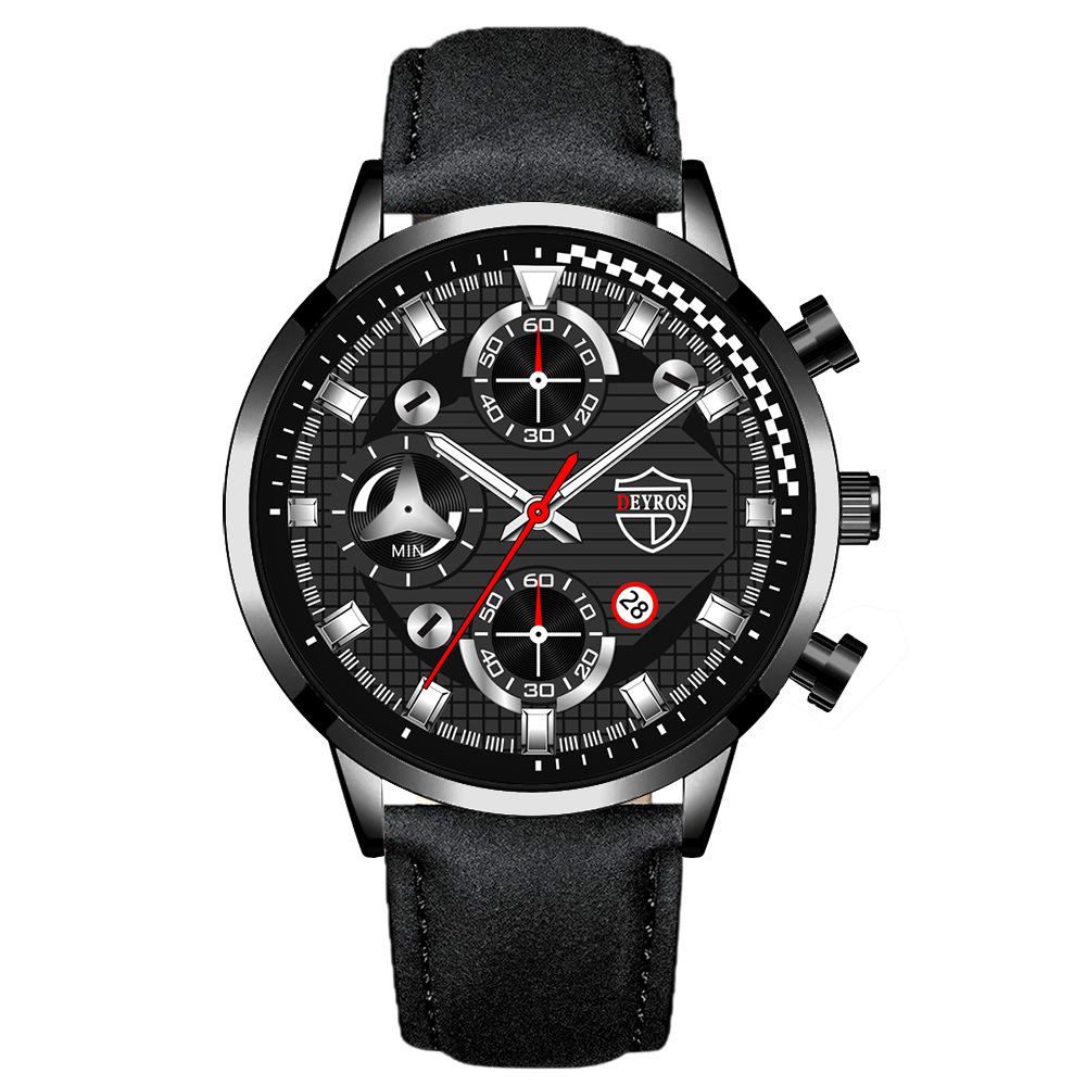 Steel Belt Watch Men'S Trend Fashion Quartz Watch Calendar Luminous