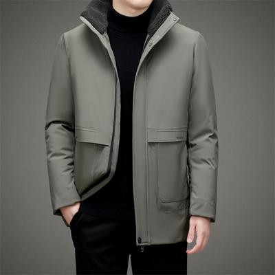 Baumwolle gefütterte Herren neue Winter leichte Business Jugend Kapuze dicke Strickjacke Reißverschluss warmen Mantel