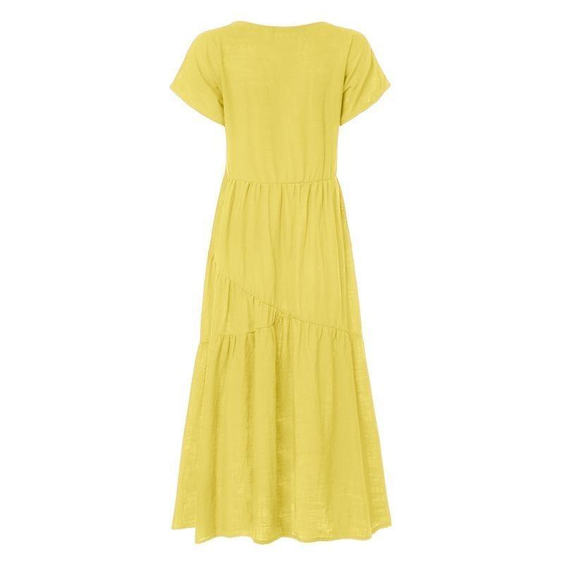 Plus-size Multi-colored Loose V-neck Dress for Women